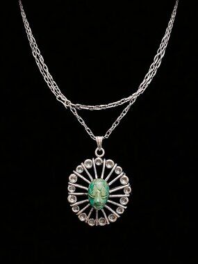 Los Ballesteros Mexican Sterling 925 Necklace Stone Face Pendant